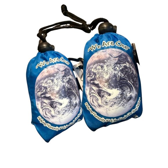 NWT TWO-SET ChicoBag Reusable Market Grocery Tote Bag in Blue - "WE ARE ONE" - Picture 2 of 11